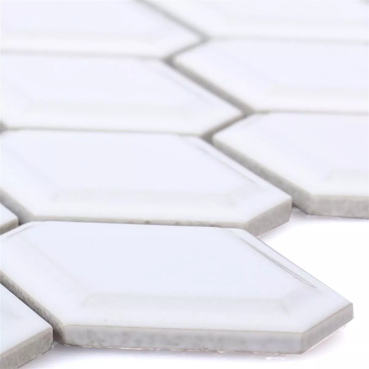 Ceramic Mosaic Tiles Leandro Metro White Glossy