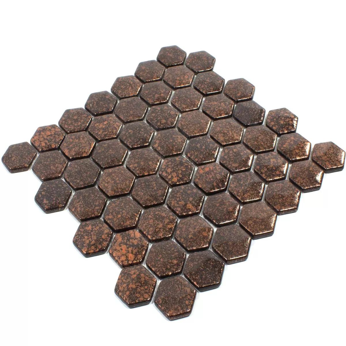 Glass Mosaic Tiles Leopard Hexagon 3D Bronze