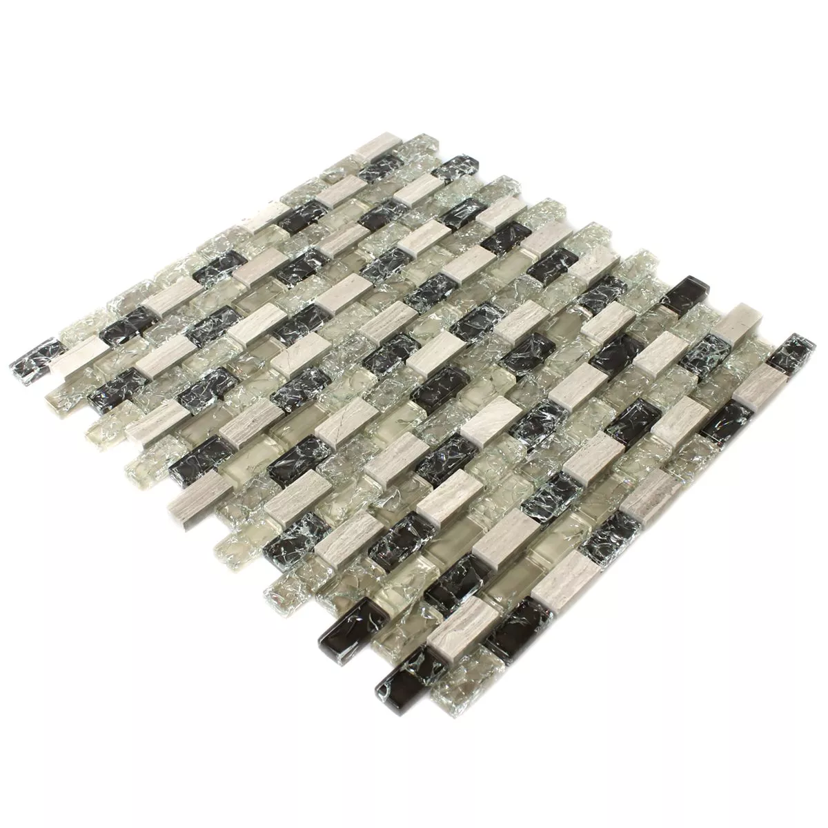 Mosaic Tiles Glass Natural Stone Bricks Broken Green Grey