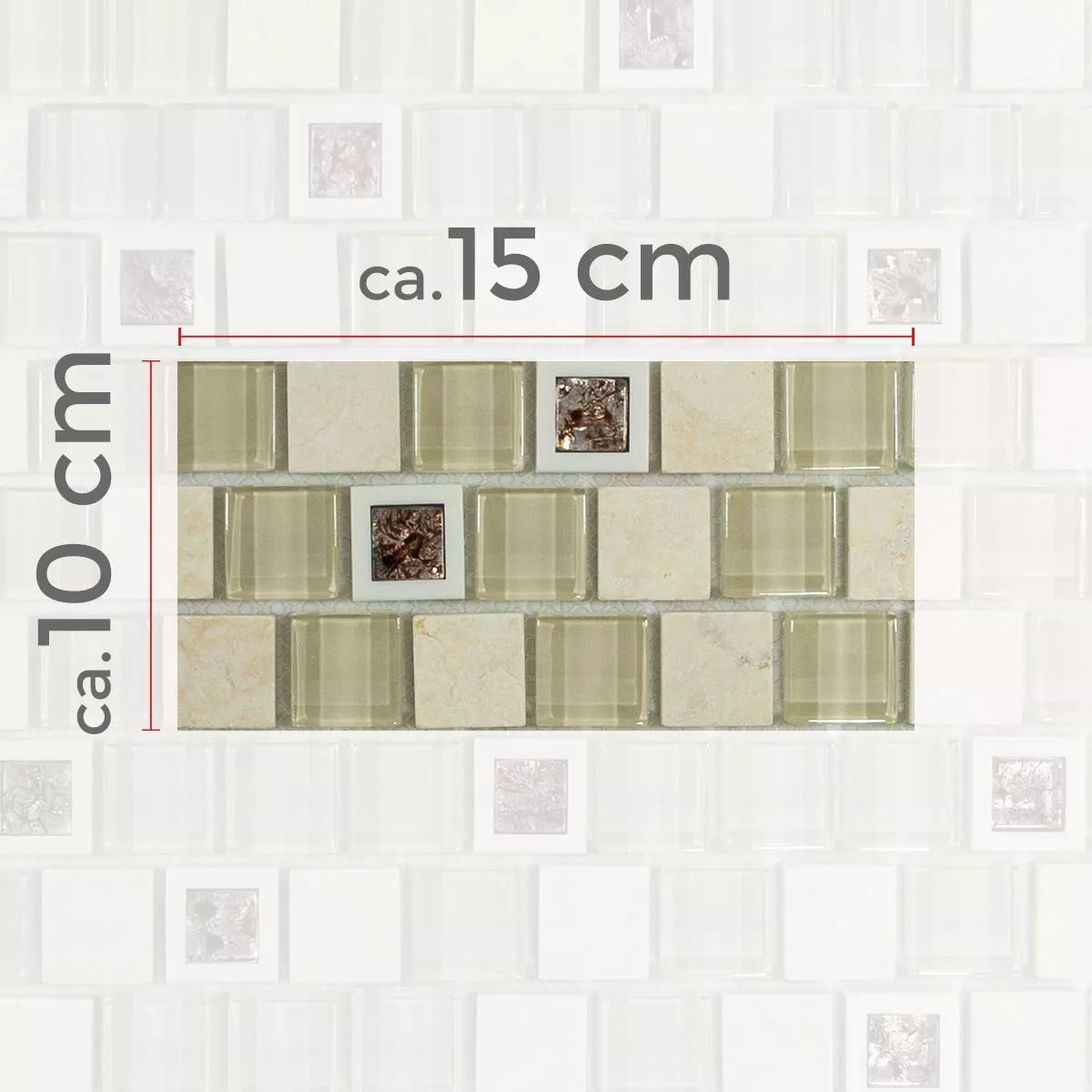 Sample Glass Plastic Natural Stone Mosaic Lunaquell Beige