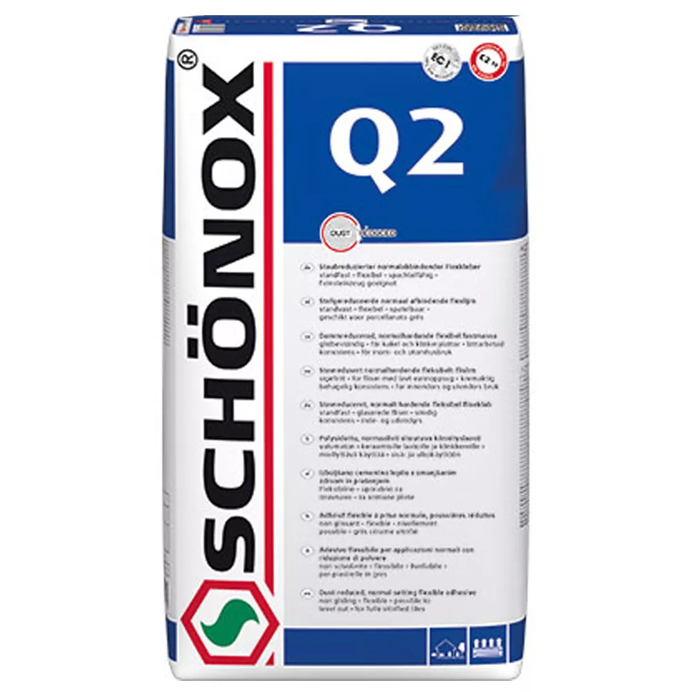 Schönox Q2 flexible adhesive fine stoneware, ceramic tiles C2TE (25 kg)