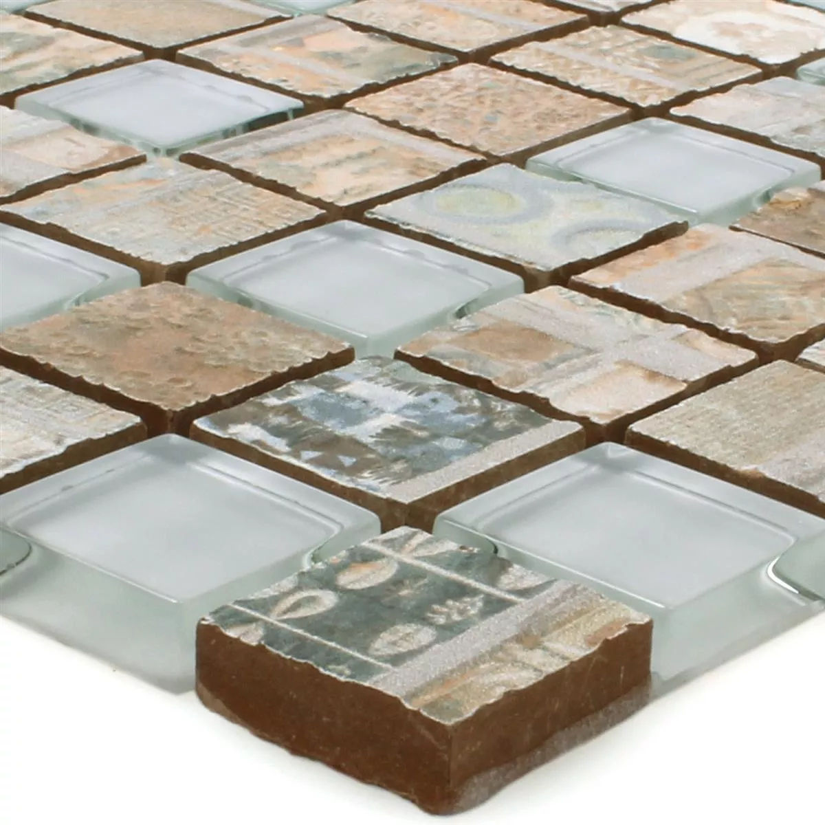 Sample Mosaic Tiles Glass Ceramic Bellevue Brown Quadrat