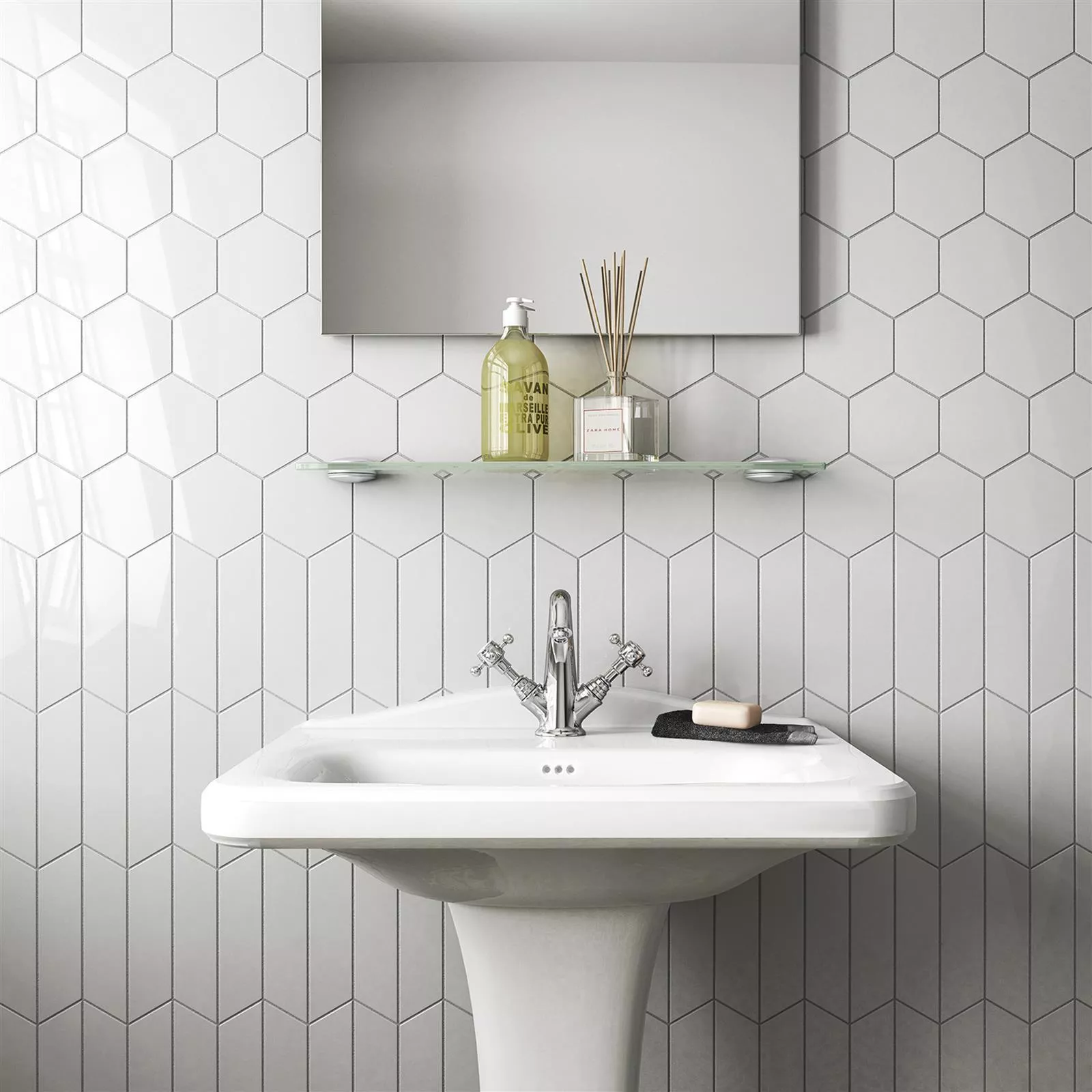 Wall Tiles Silex 18,6x5,2cm Light Grey Obliquely Right