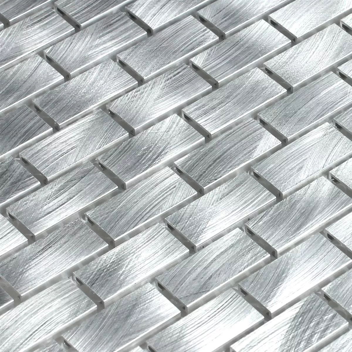 Mosaic Tiles Alu Metal Silver 15x30x4mm