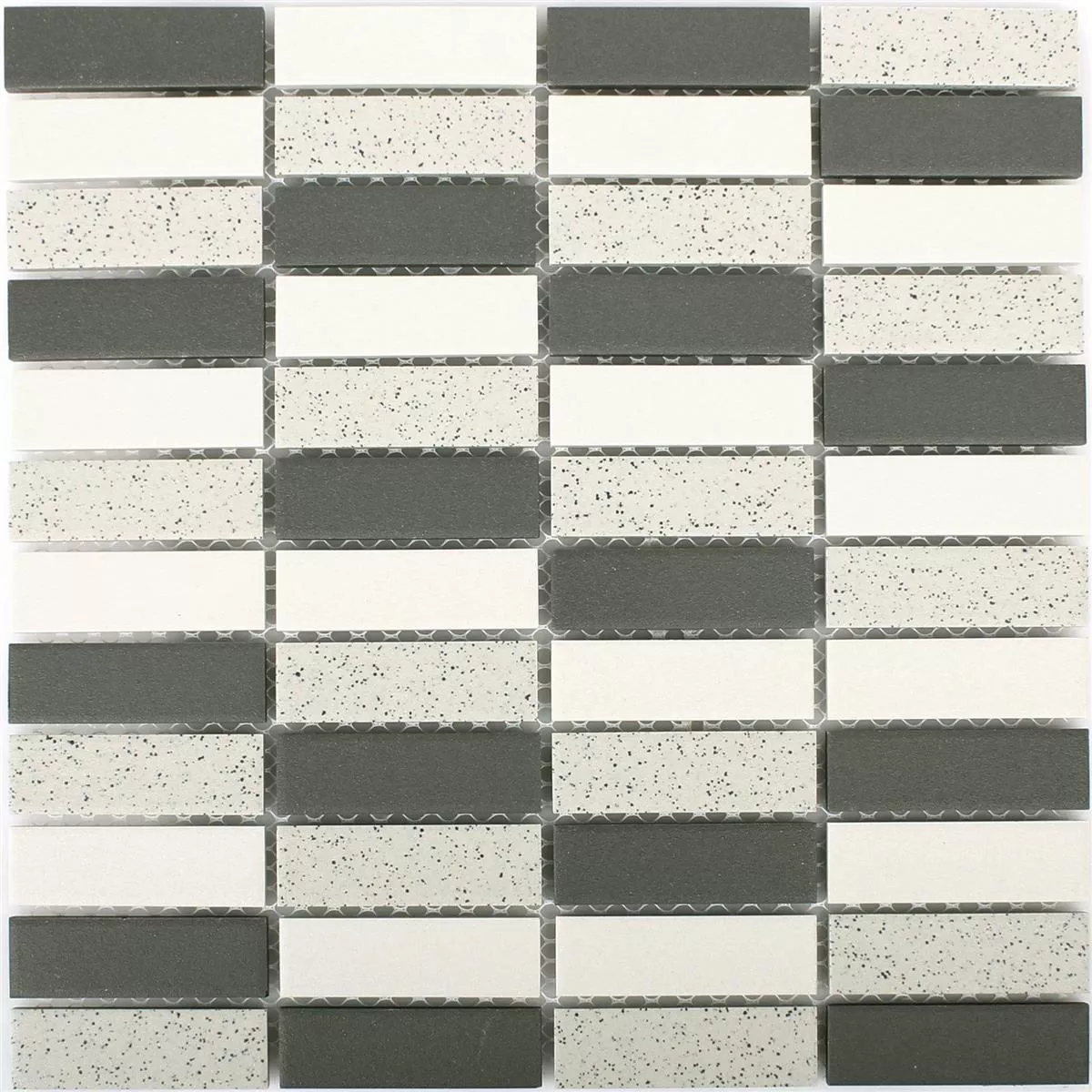 Ceramic Mosaic Tiles Monforte Black Grey Sticks