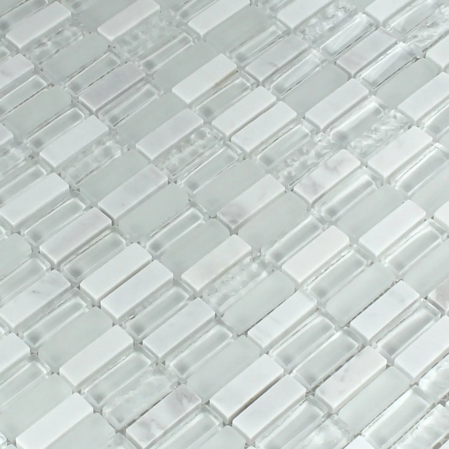 Mosaic Tiles Marble White Mix 10x30x8mm