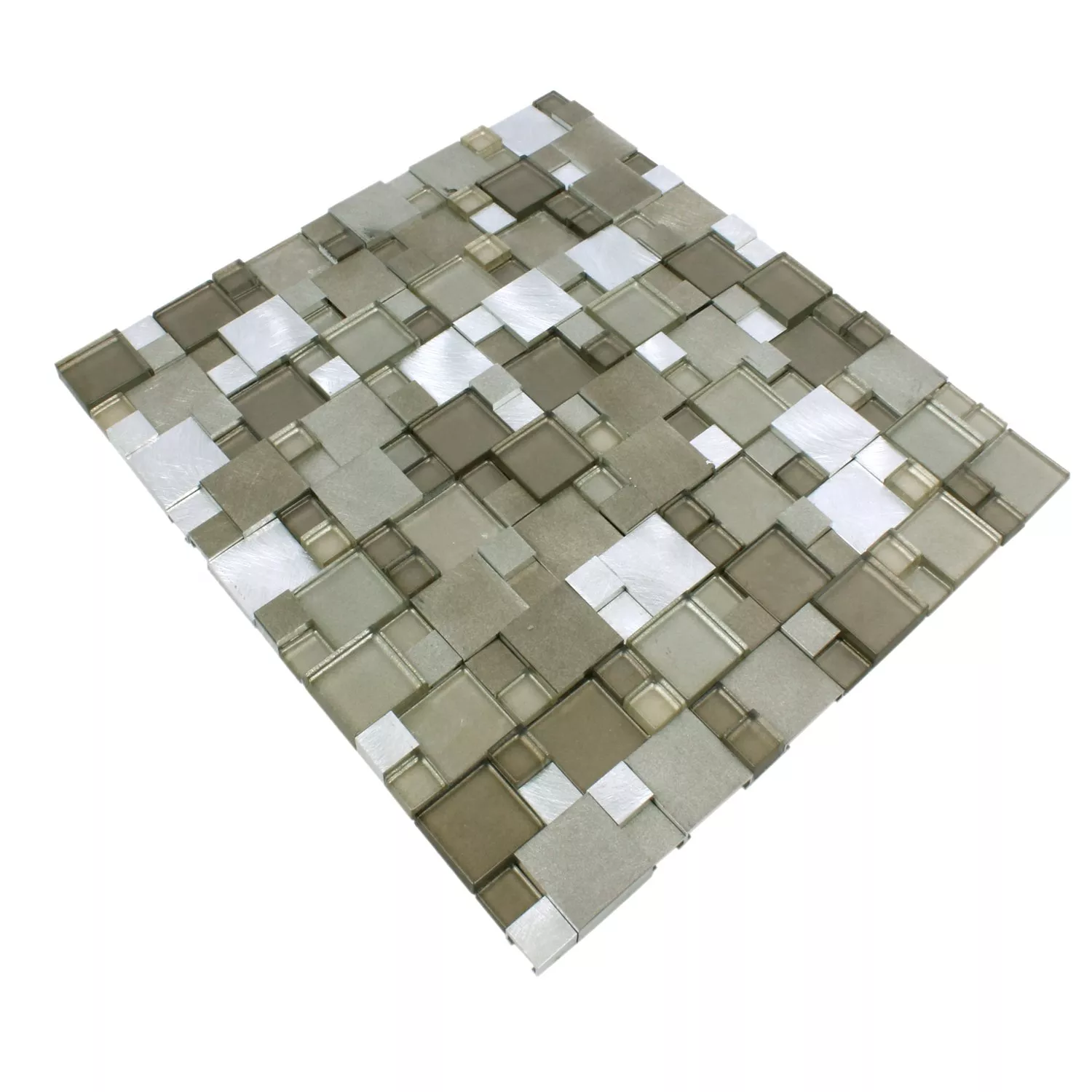 Sample Mosaic Tiles Glass Aluminum Condor 3D Brown Mix
