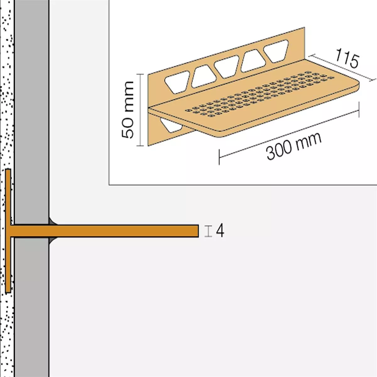 Shower shelf wall shelf Schlüter Rectangle 30x11.5cm Wave White