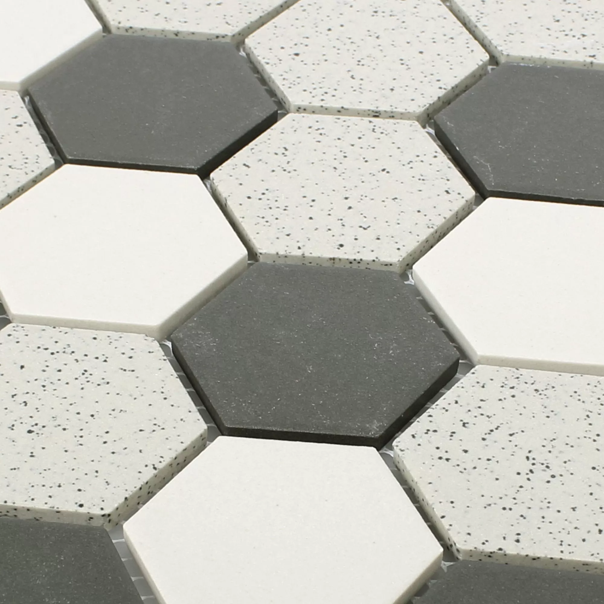 Ceramic Mosaic Tiles Monforte Hexagon Black Grey 51