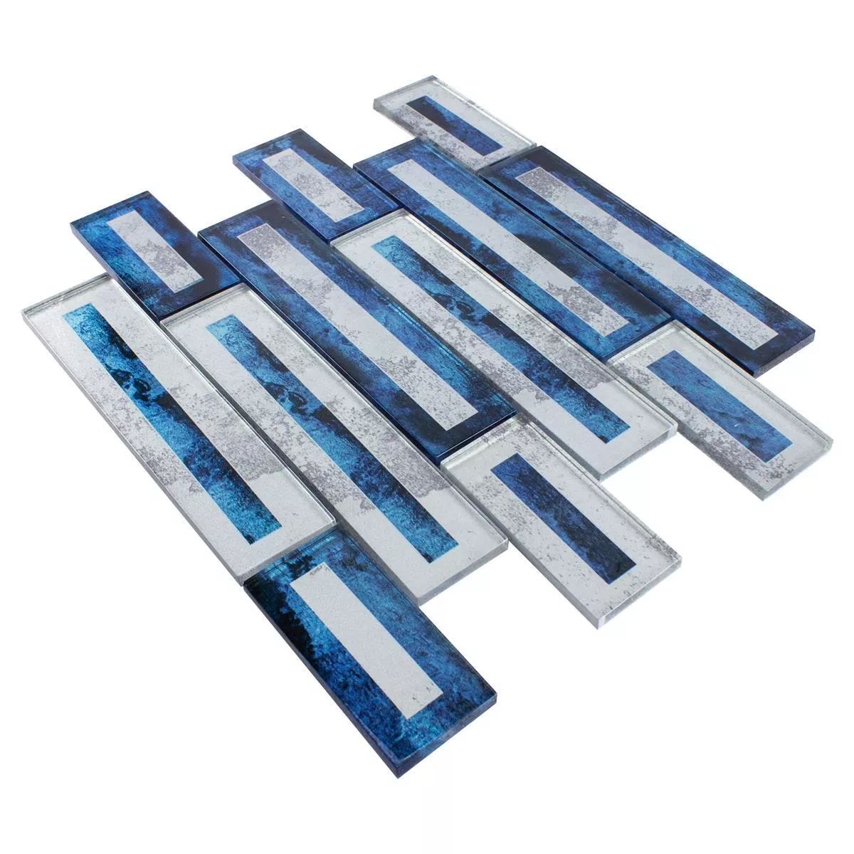 Glass Mosaic Tiles Romans 2D Effect Blue