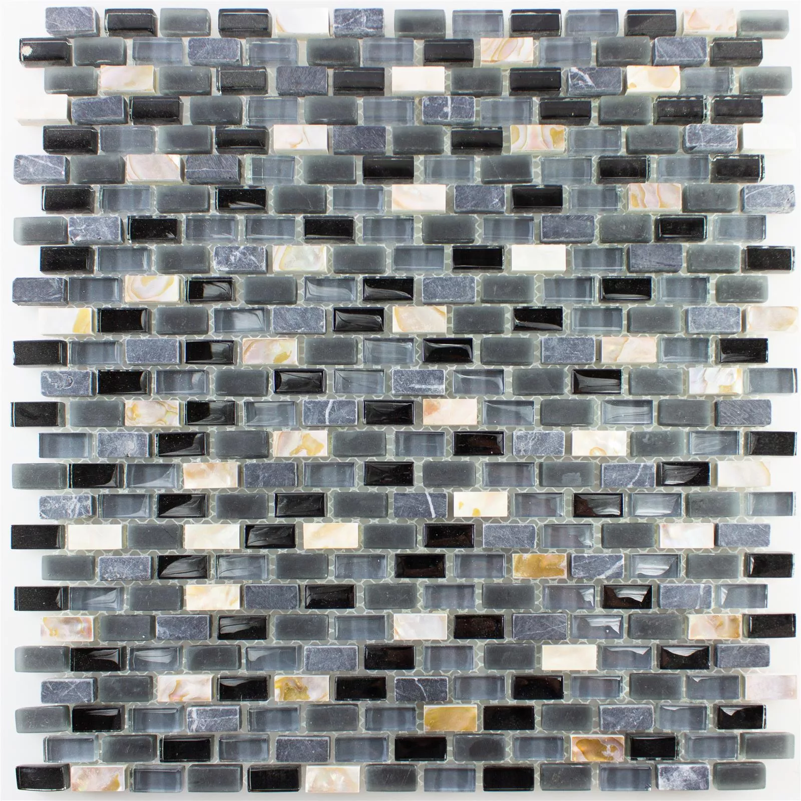 Glass Natural Stone Nacre Mosaic Admiral Black Grey Beige
