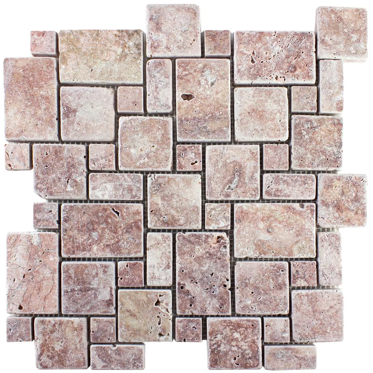 Natural Stone Travertine Mosaic Tiles LaGrange Red