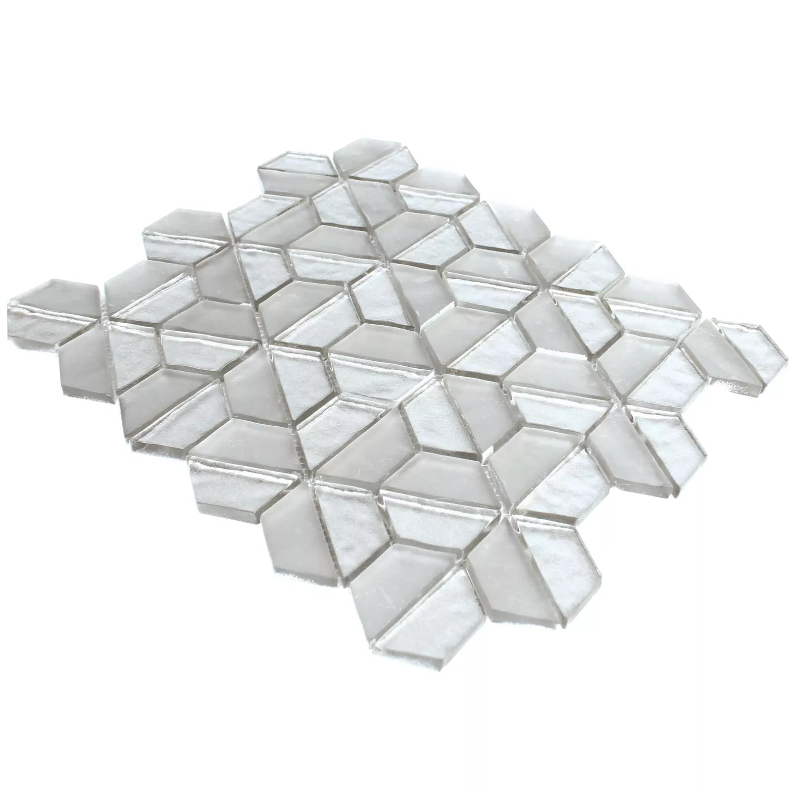 Sample Glass Mosaic Tiles Alaaddin Hexagon Silver