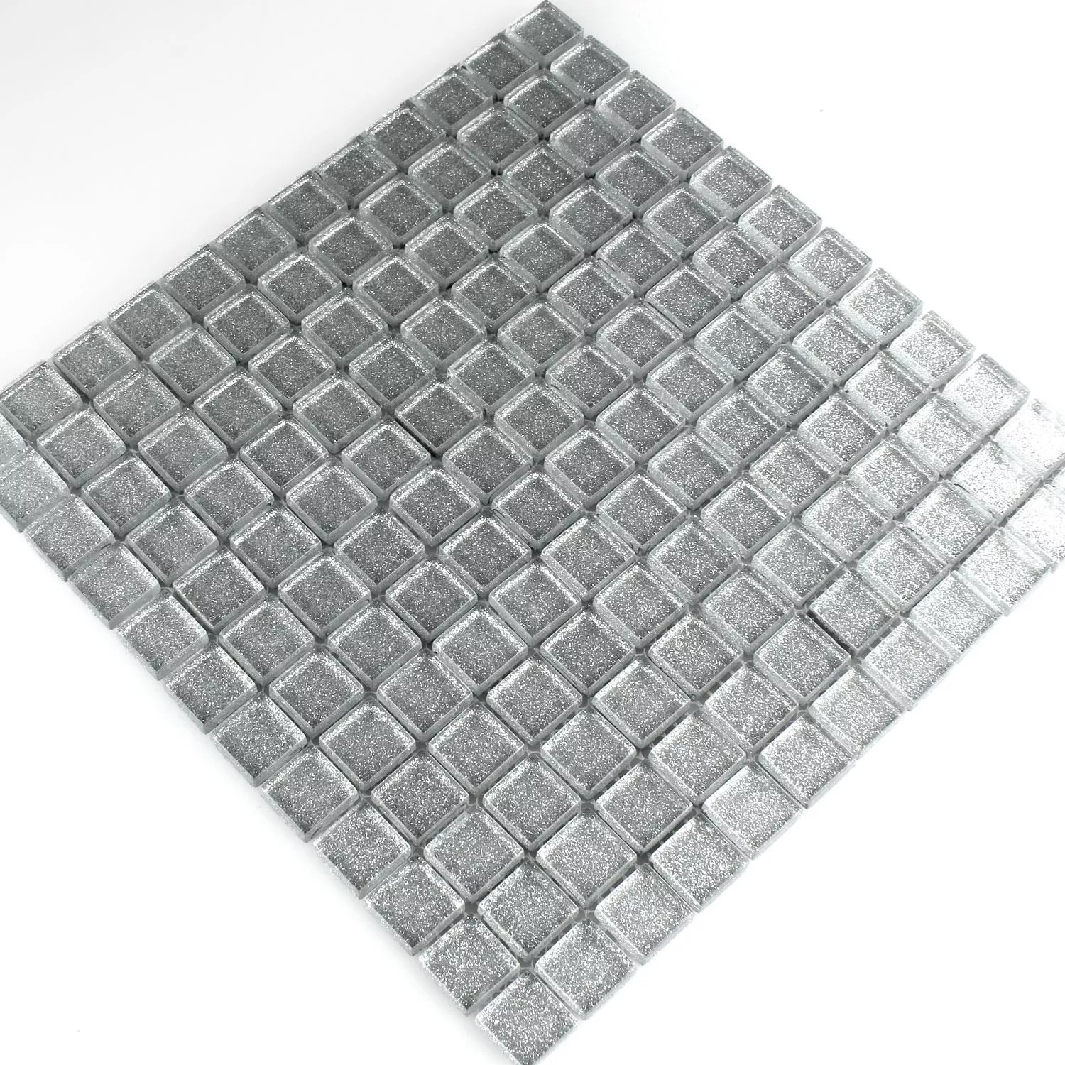 Sample Mosaic Tiles Glass Silver Glitter 