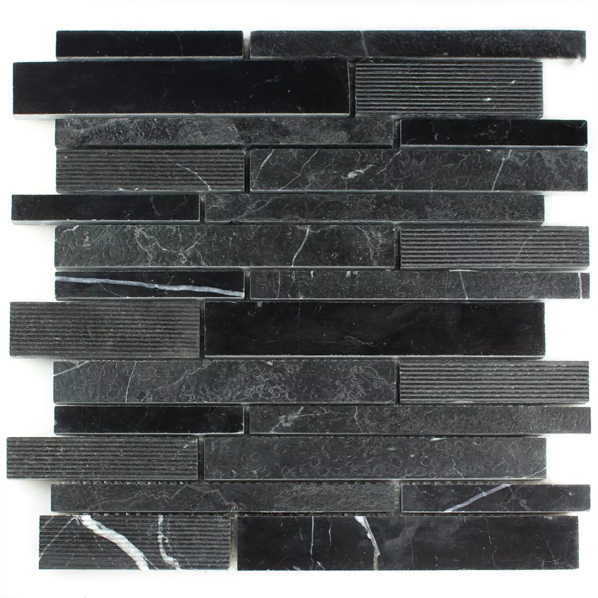 Sample Mosaic Tiles Marble Brick Milled Polished Black