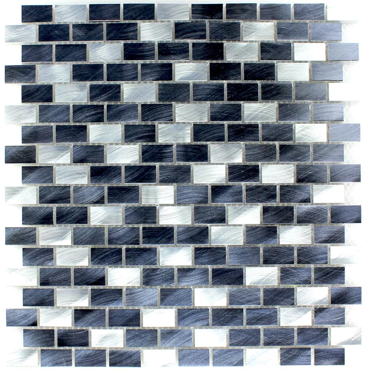 Mosaic Tiles Alu Metal Silver Black 15x30x4mm
