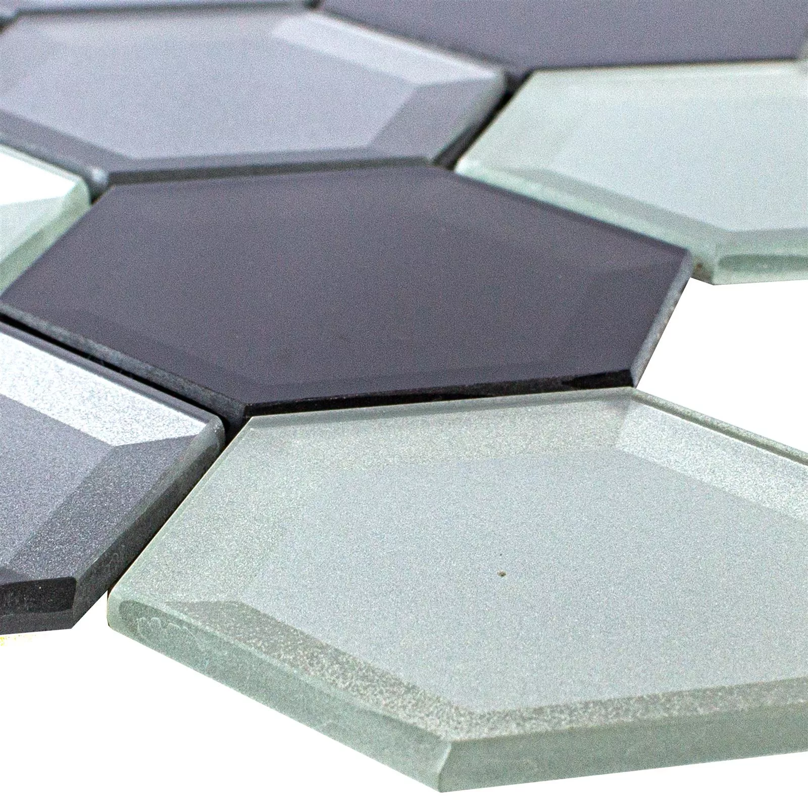 Sample Glass Mosaic Melfort Hexagon Brown Silver Cyan