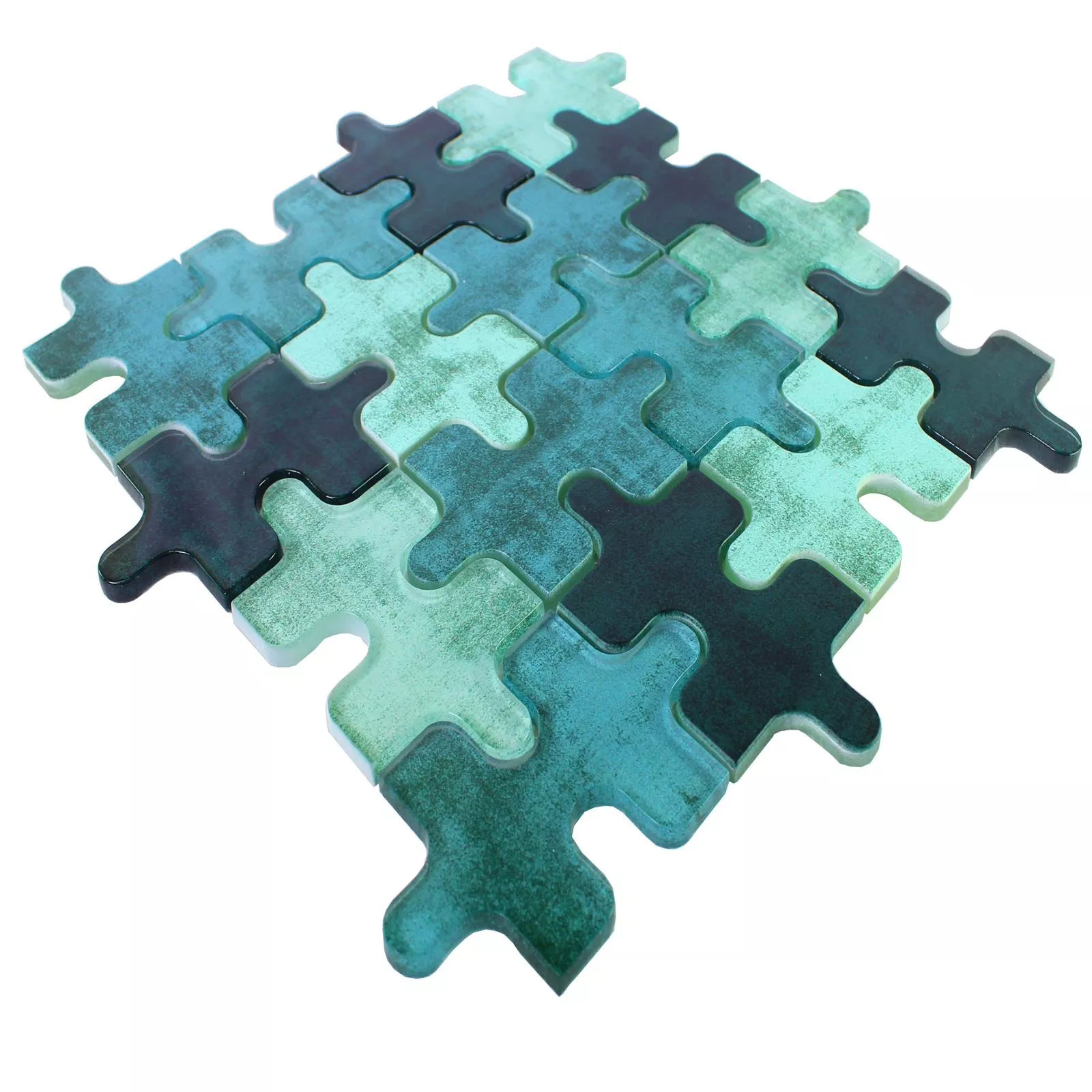 Sample Glass Mosaic Tiles Puzzle Green