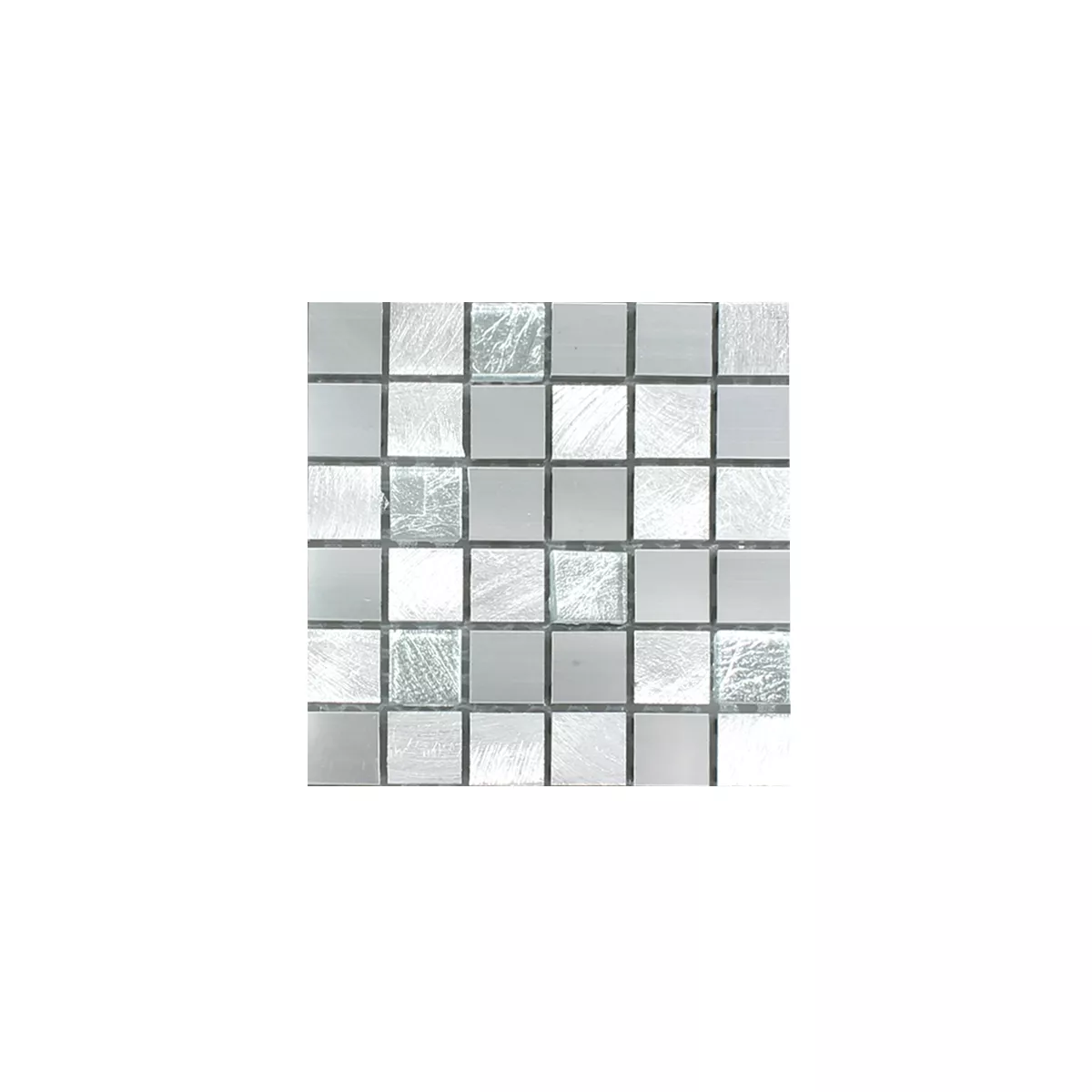 Sample Mosaic Tiles Lissabon Aluminium Glass Mix Silver