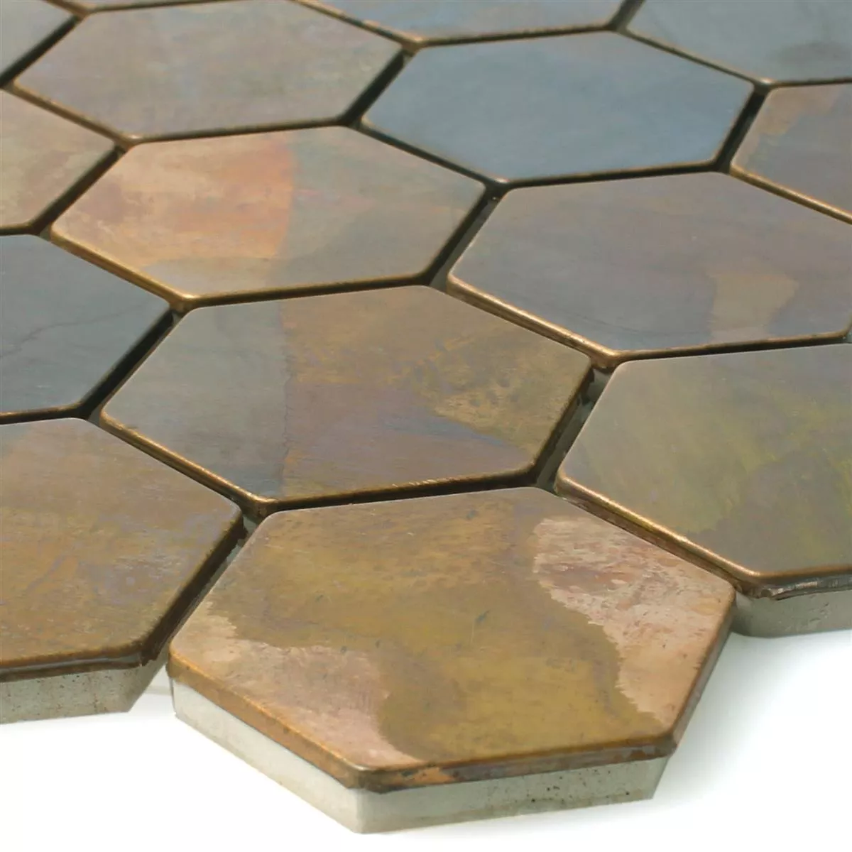 Mosaic Tiles Copper Merkur Hexagon Brown 48