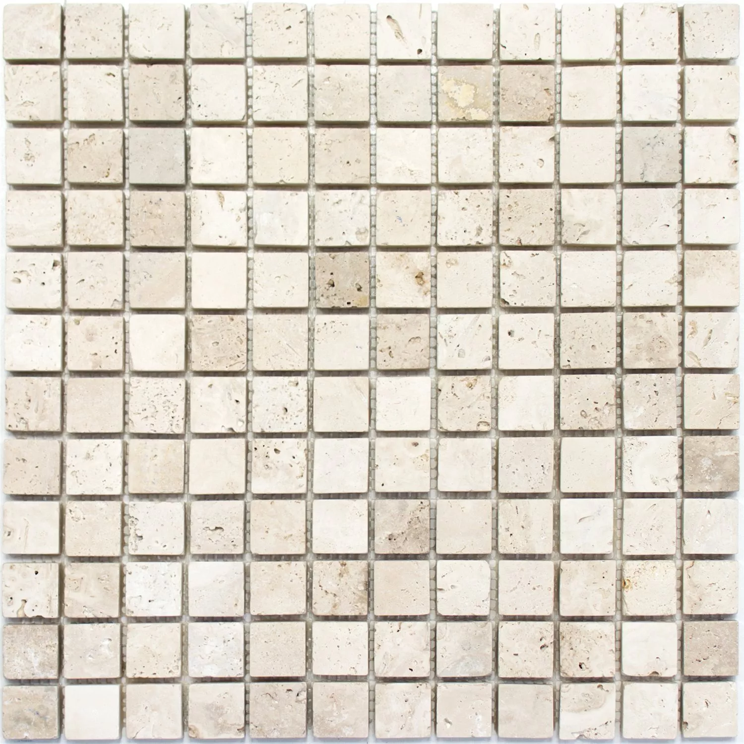 Mosaic Tiles Travertine Beige Drummed 26x26x10mm
