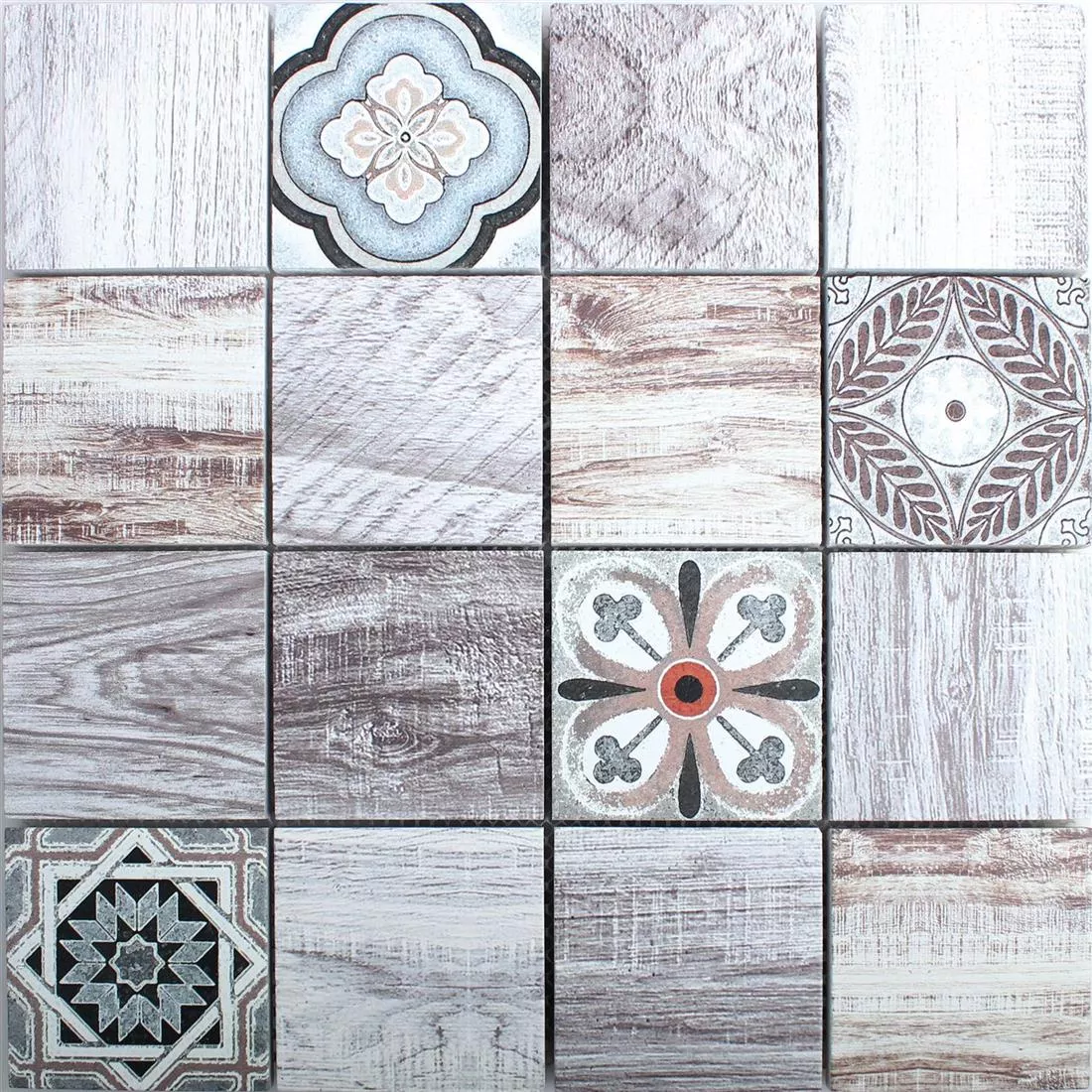 Marble Natural Stone Wood Optic Mosaic Tiles Yaren Light Brown Mix