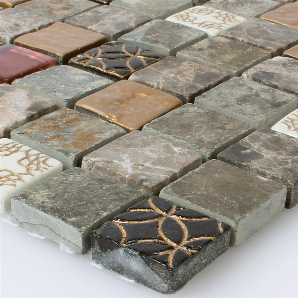 Sample Mosaic Tiles Glass Natural Stone Mix 23x23x8mm