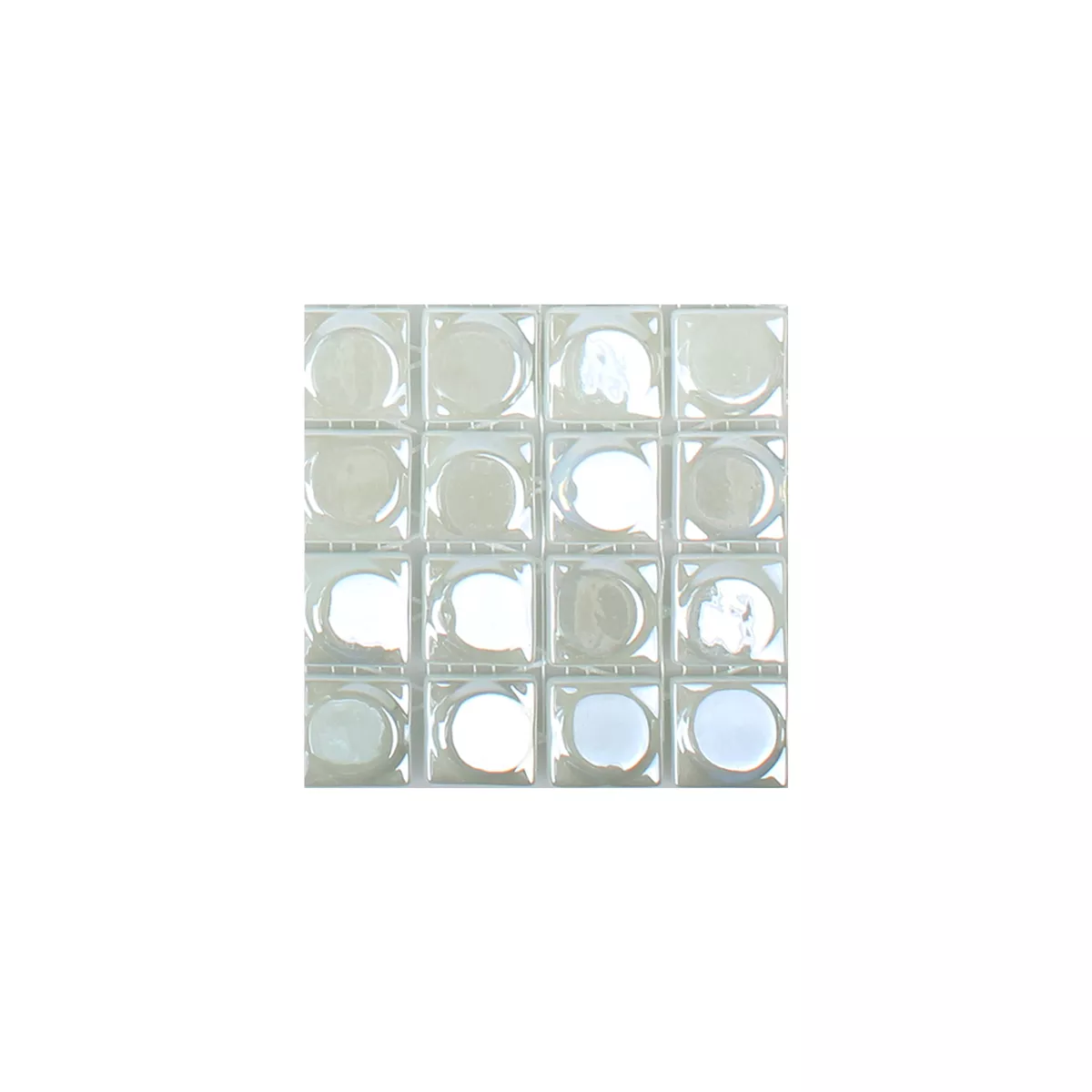 Sample Glass Mosaic Tiles Accra White 3D Round