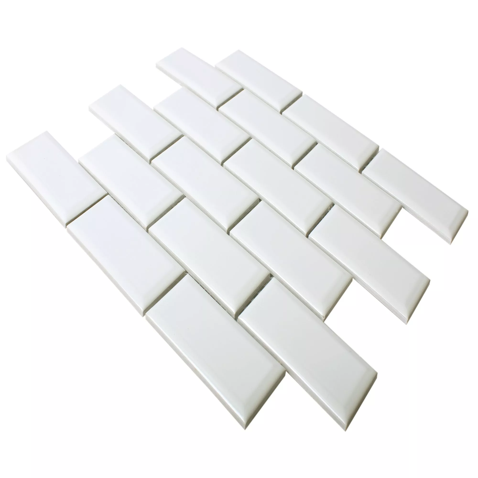 Ceramic Mosaic Tiles Devon Metro Facet White