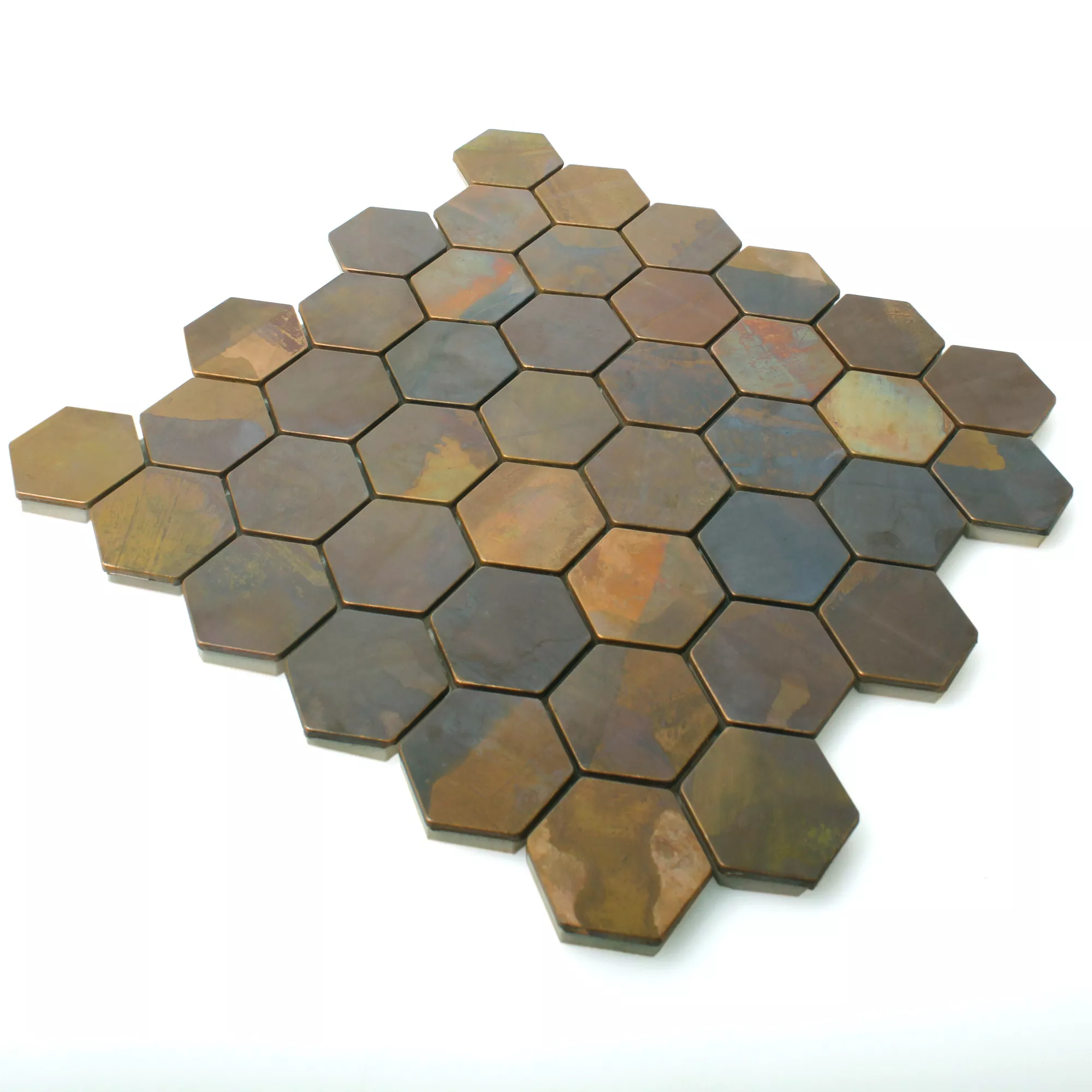 Mosaic Tiles Copper Merkur Hexagon Brown 48