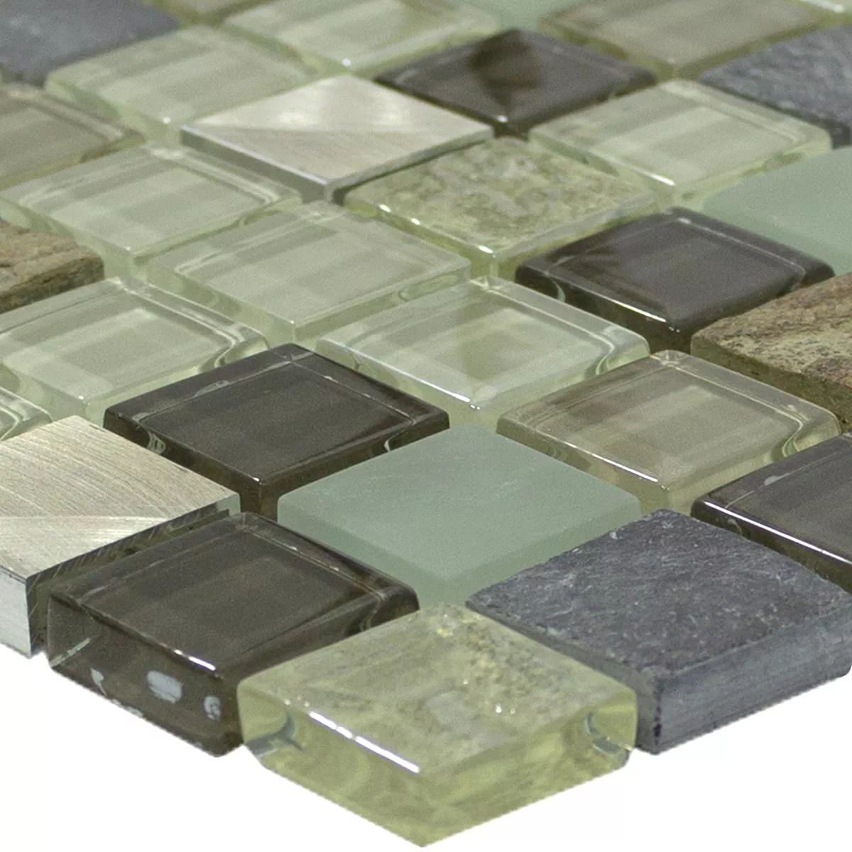 Glass Natural Stone Aluminium Mosaic Tile Konoha Beige Brown Glass Natural Stone Aluminium Mosaic Tile Konoha Beige Brown
