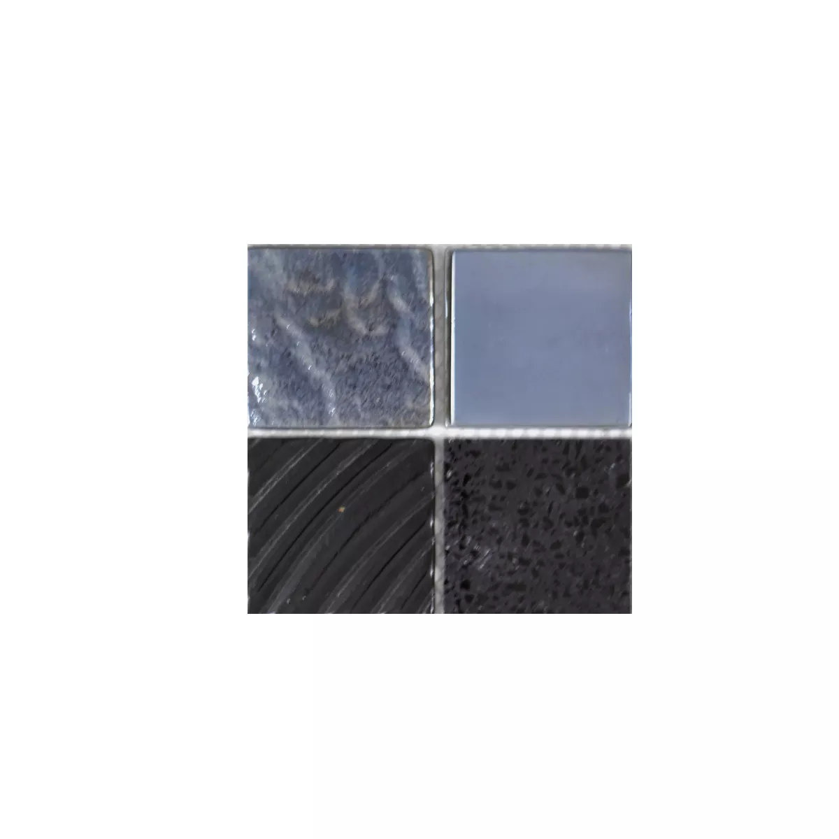 Sample Glass Stainless Steel Natural Stone Mosaic Emporia Black Silver
