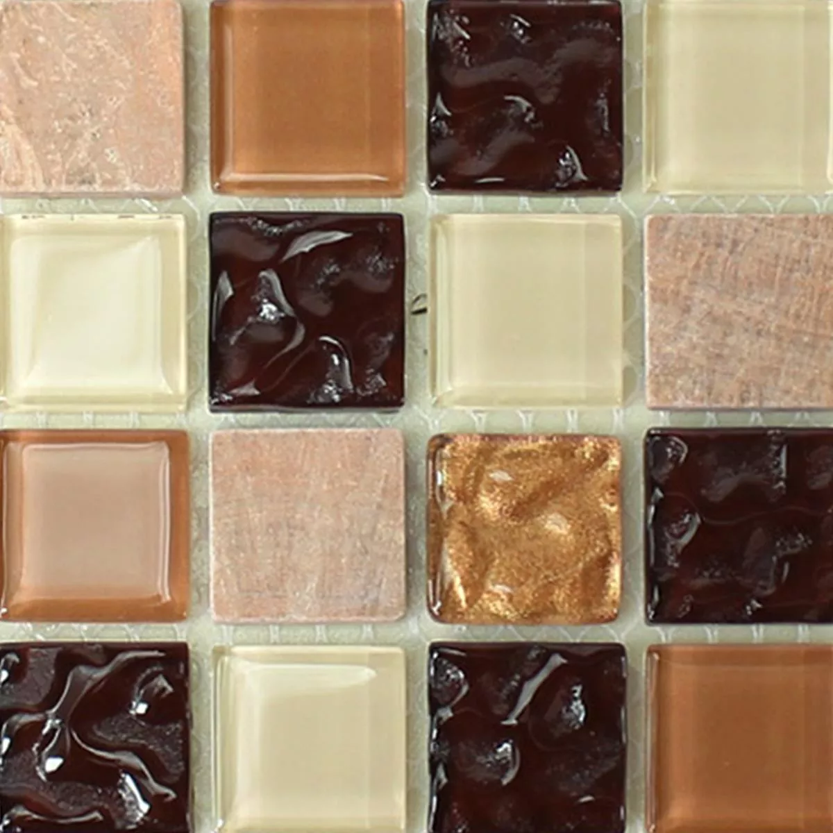 Sample Mosaic Tiles Natural Stone Glass Self Adhesive Beige Brown