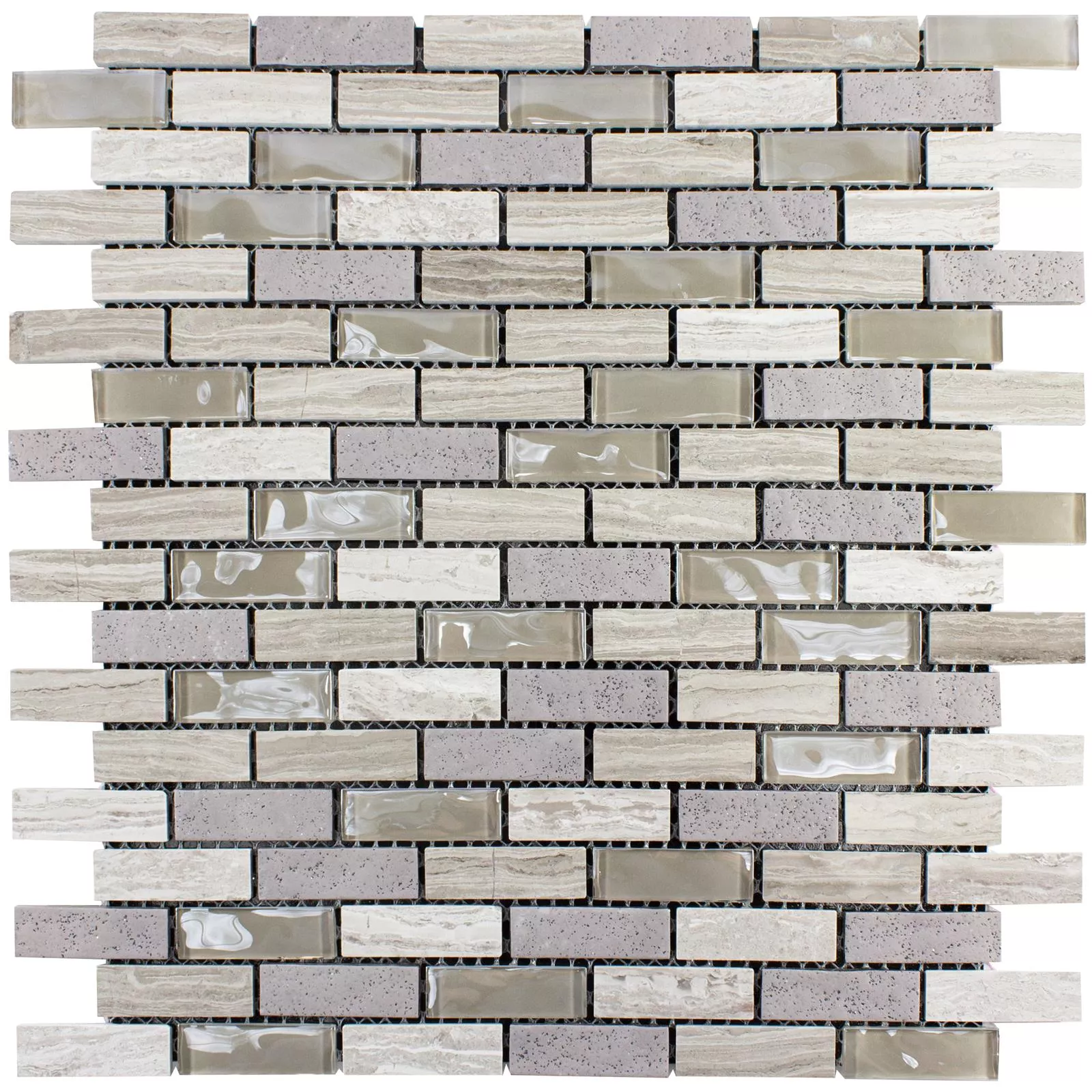 Glass Natural Stone Mosaic Concetto Self Adhesive Grey