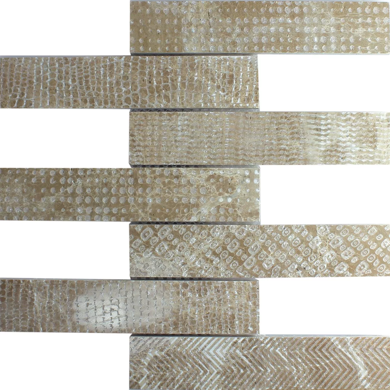 Sample Marble Natural Stone Stripe Mosaic Tiles Grover Brown