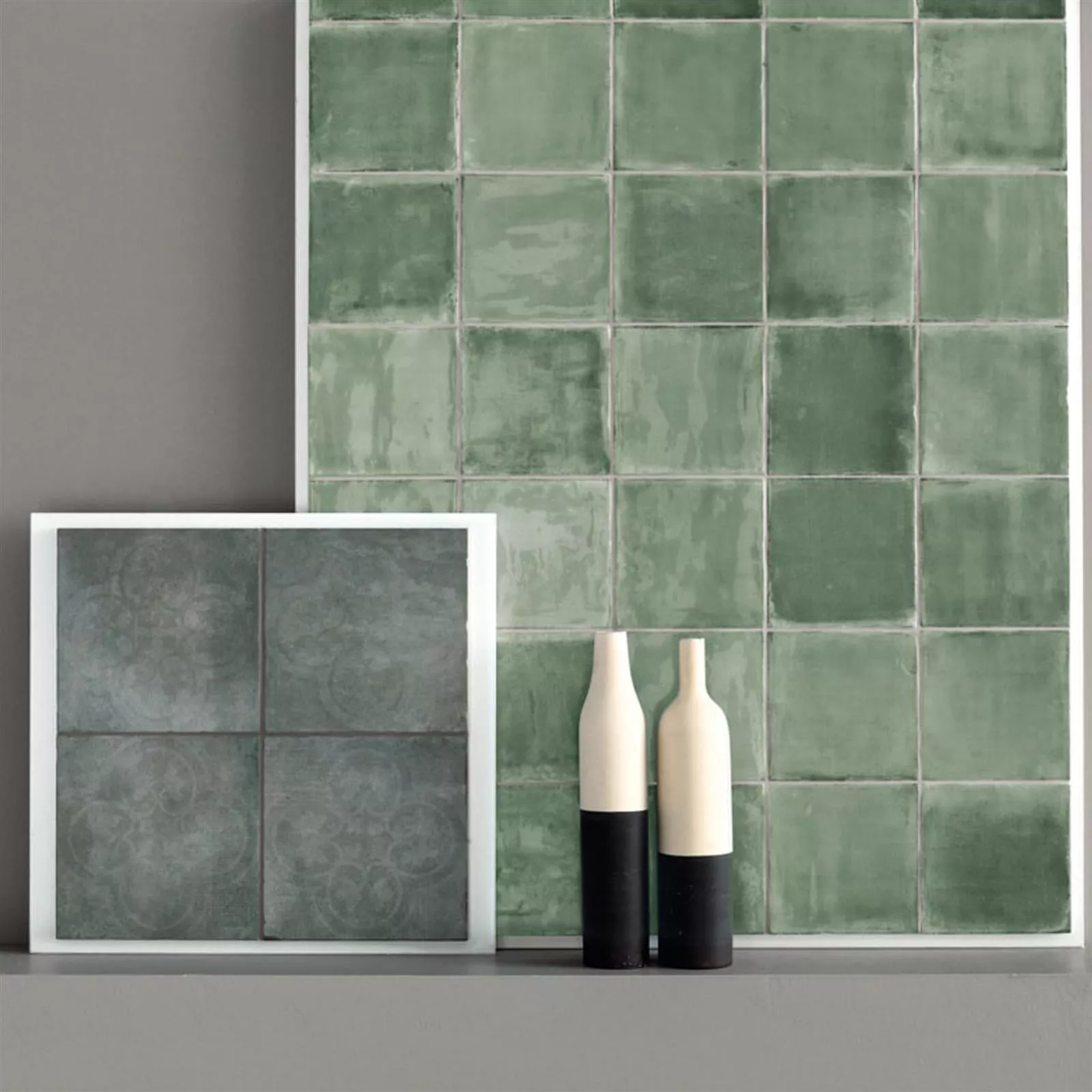 Sample Wall Tiles Marbella Waved 15x15cm Green