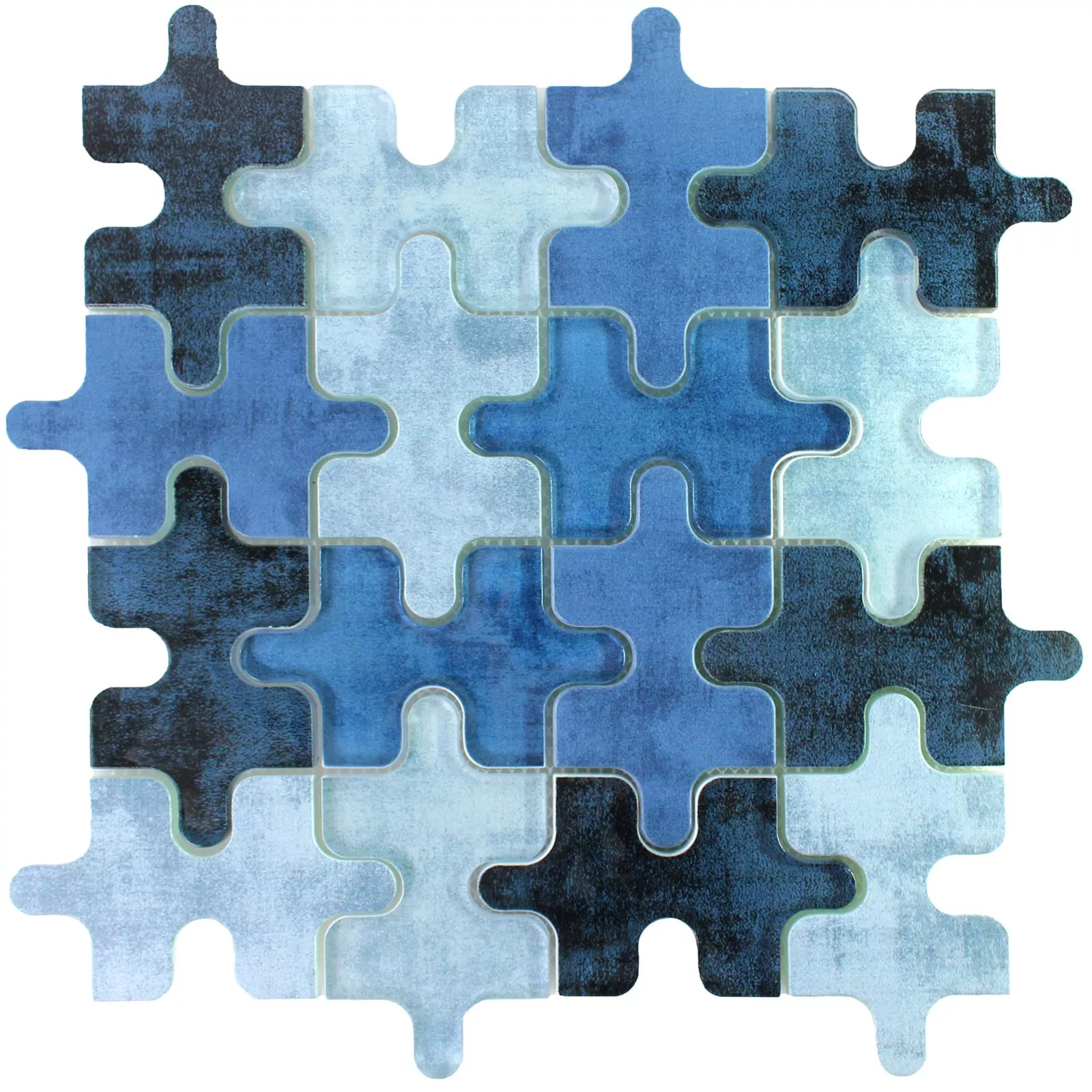 Glass Mosaic Tiles Puzzle Blue