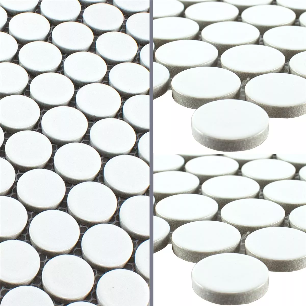 Sample Ceramic Button Mosaic Tiles LaRosita Blanc