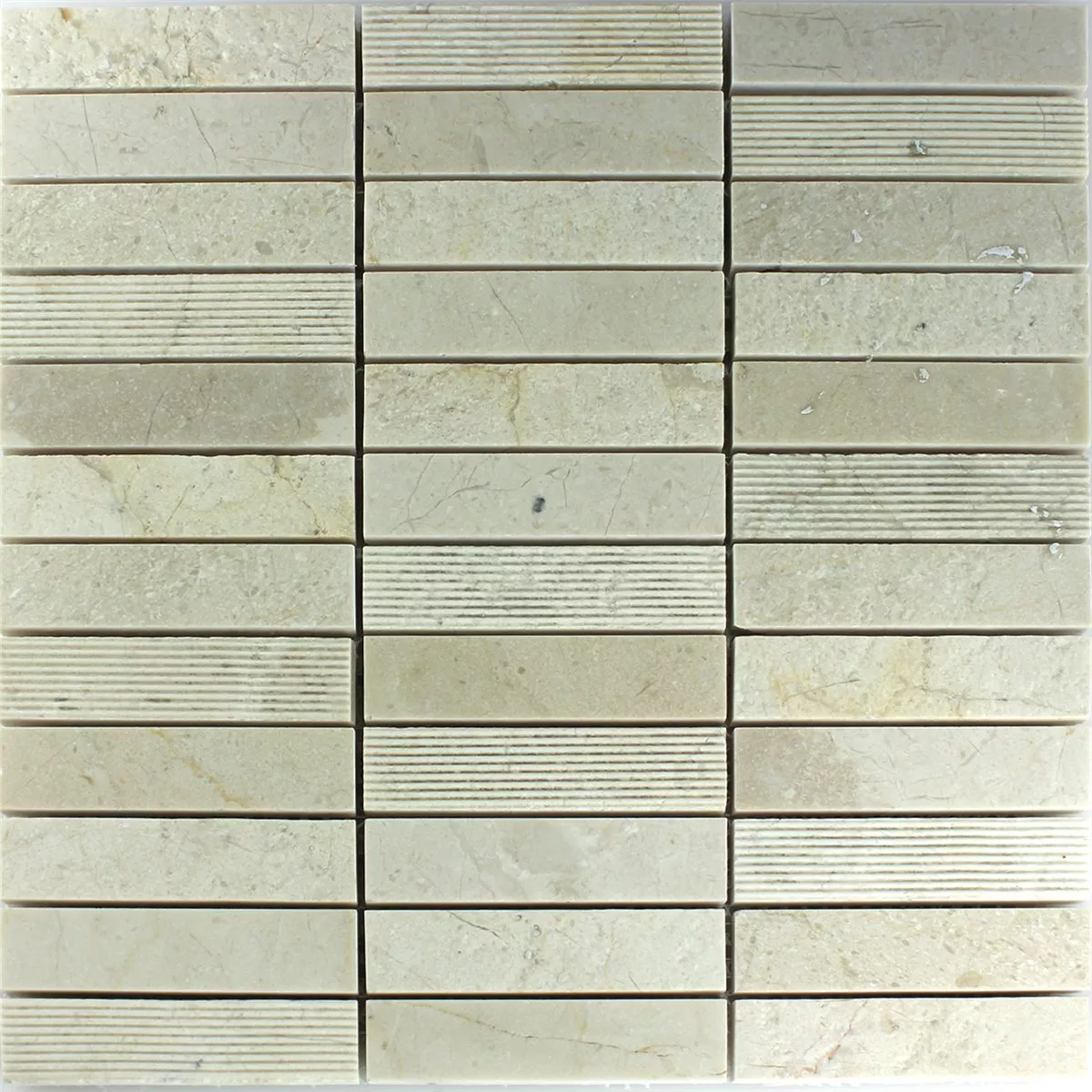 Sample Mosaic Tiles Marble Sticks Milled Polished Beige