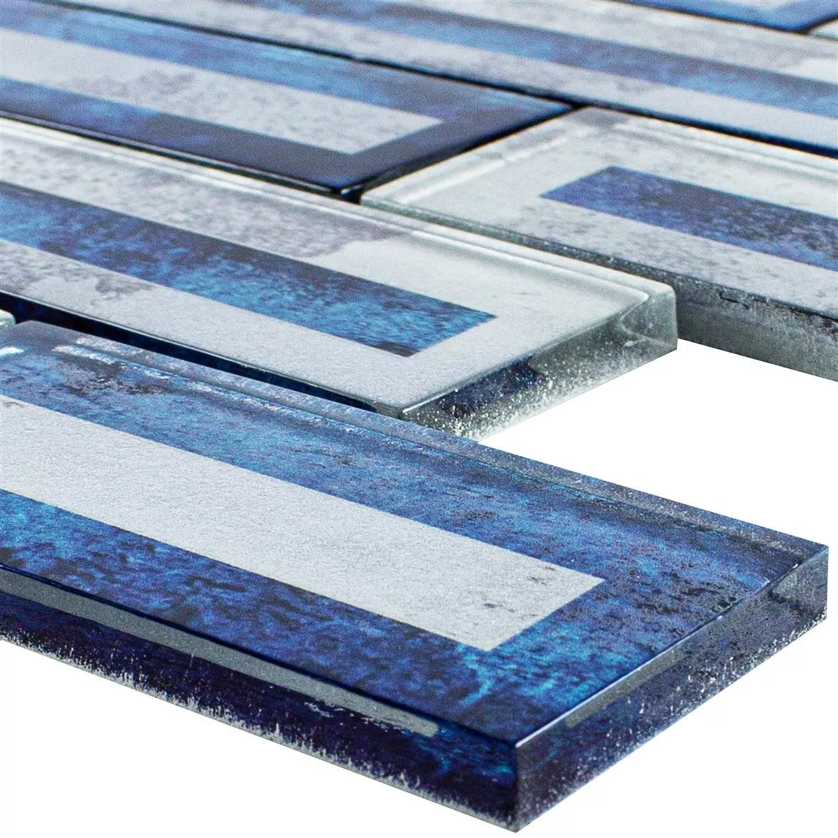 Glass Mosaic Tiles Romans 2D Effect Blue