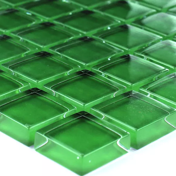 Mosaic Tiles Glass 23x23x8mm Green Uni
