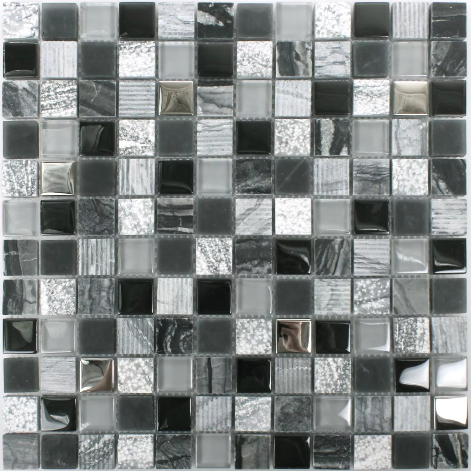 Sample Mosaic Tiles Venzona Black Silver 