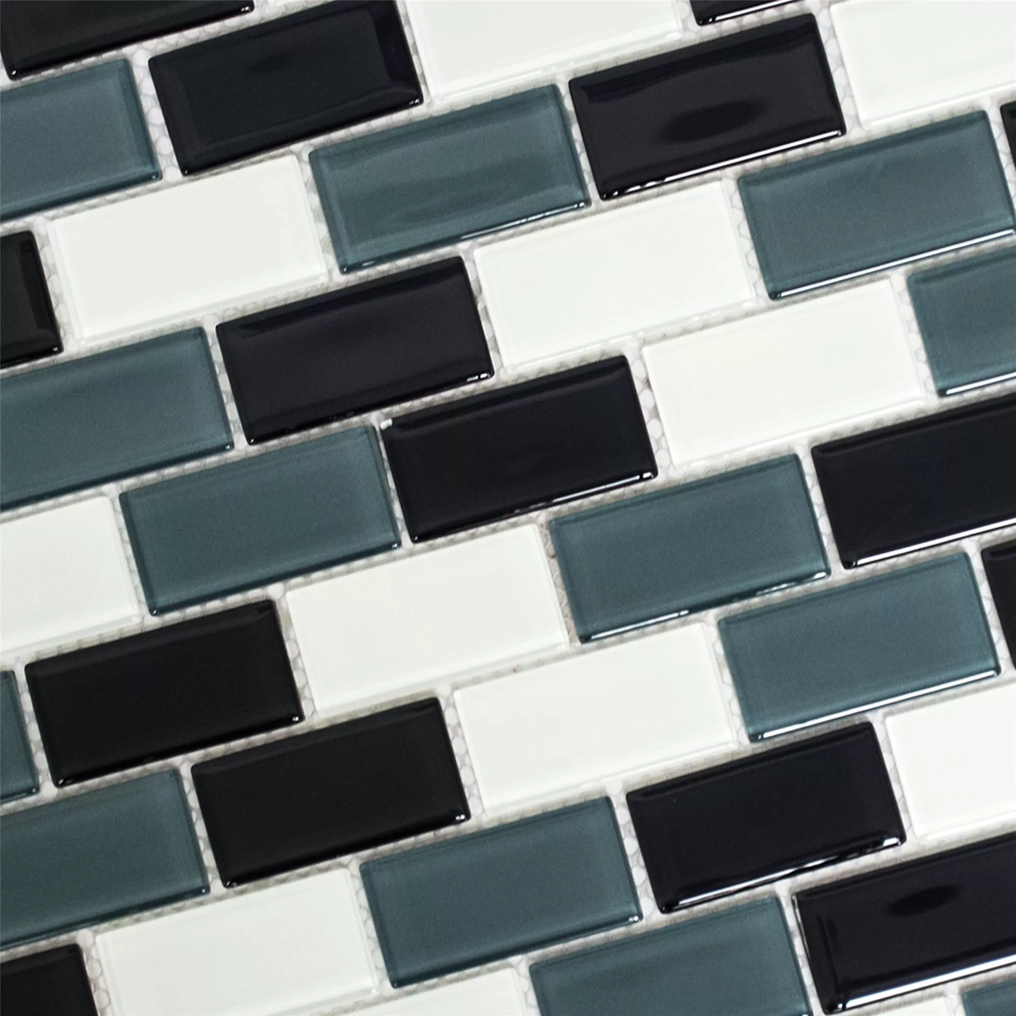 Glass Mosaic Tiles Alpha Black Grey White