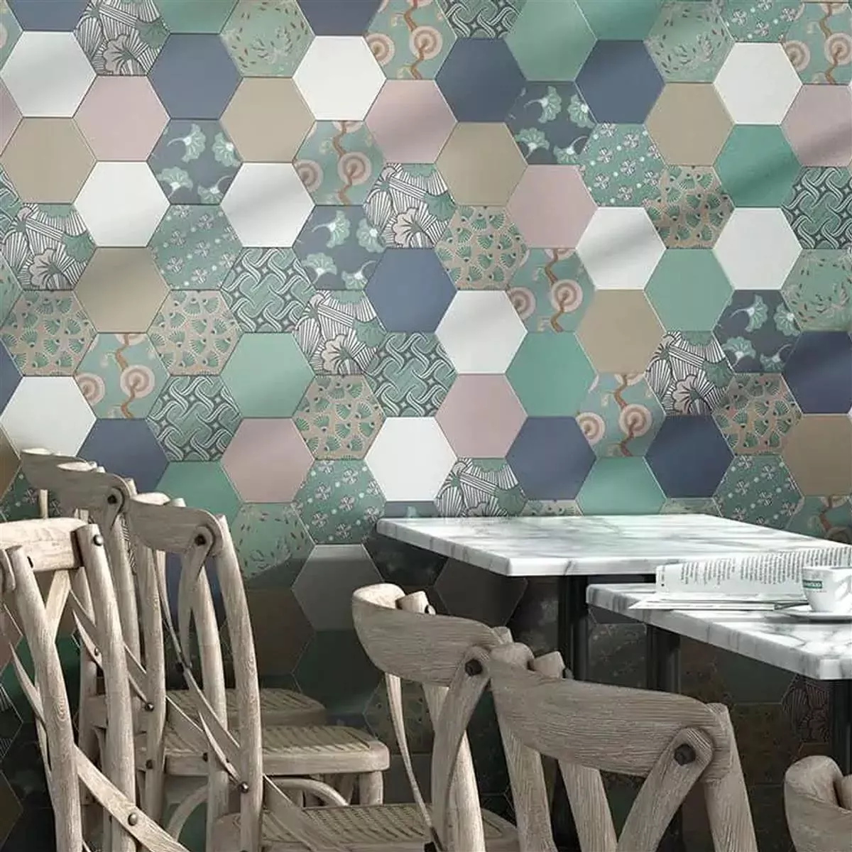 Sample Porcelain Stoneware Tiles Modena Hexagon Decor 2