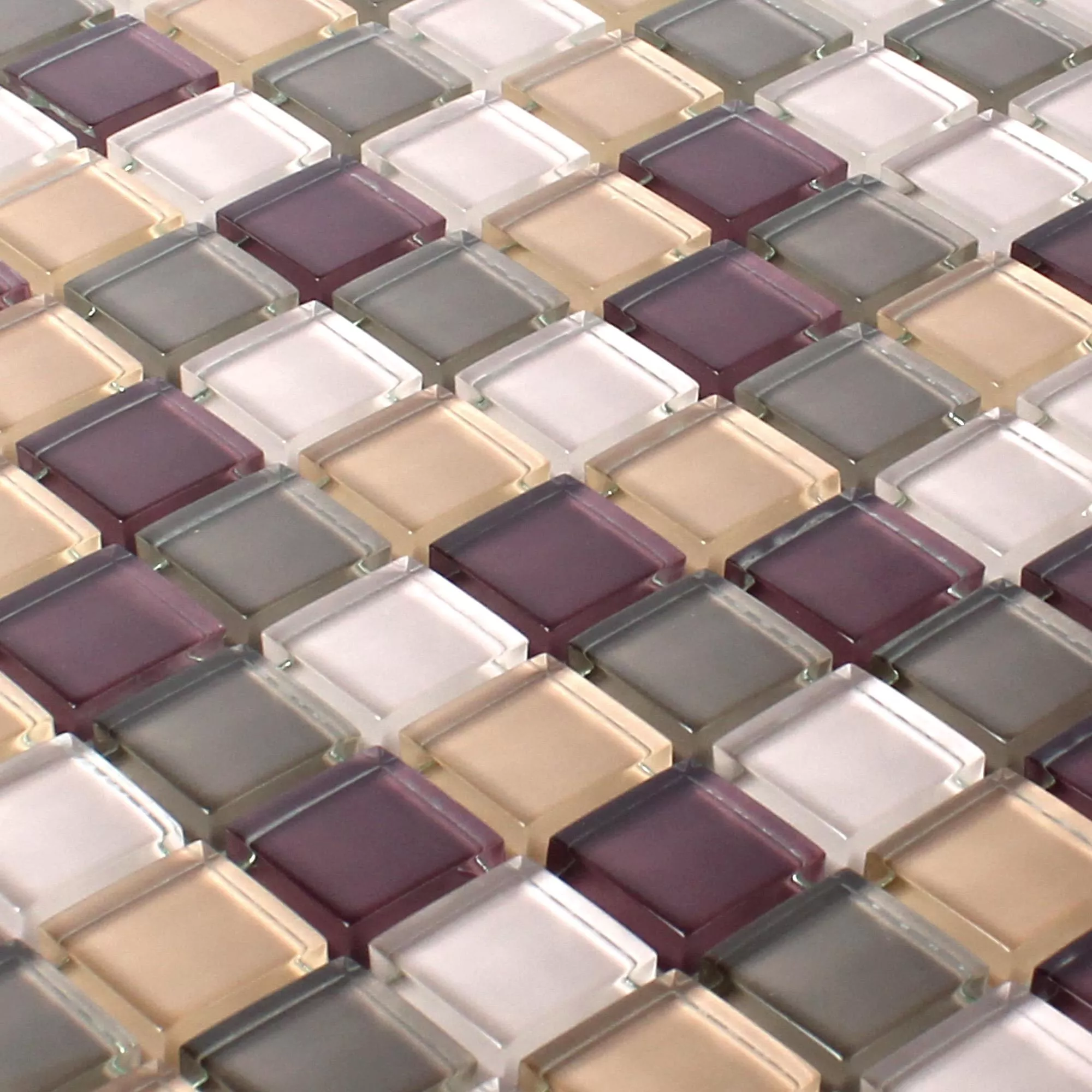 Sample Glass Mosaic Tiles Benjamin Violet Beige