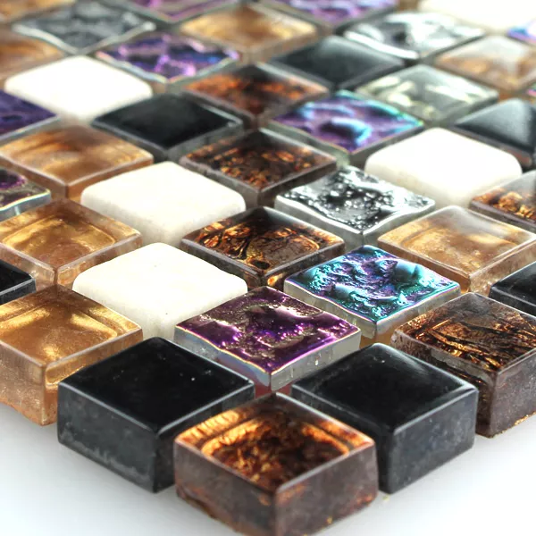 Mosaic Tiles Glass Marble Colored Mix 15x15x8mm