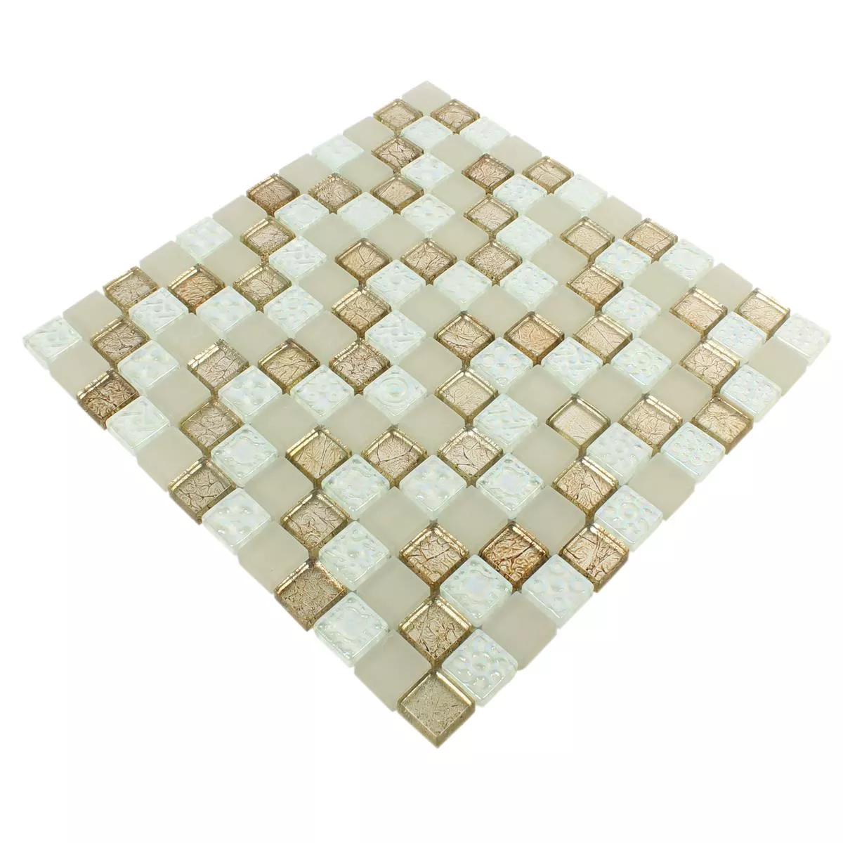 Sample Glass Mosaic Tiles Nikolski Beige Gold