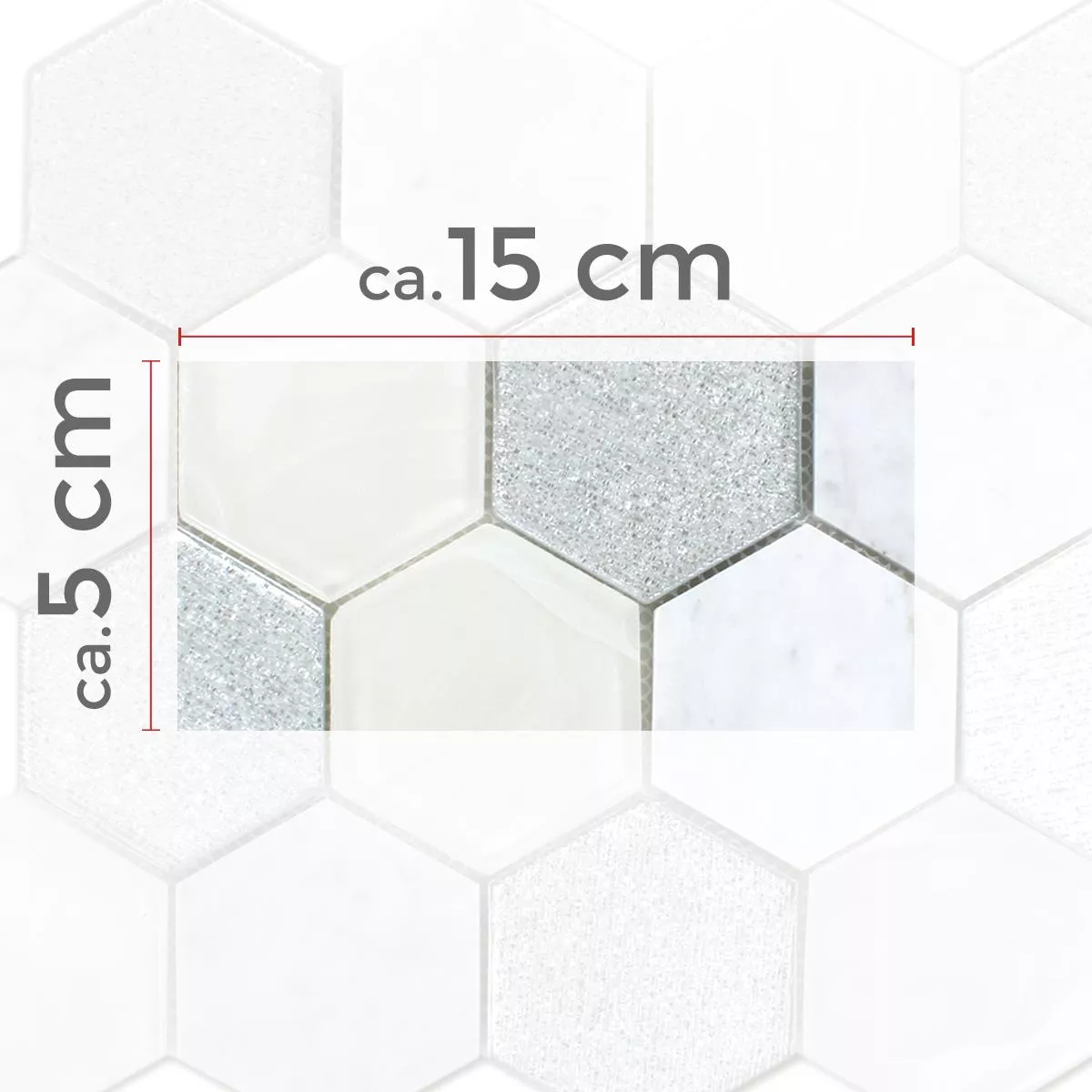 Sample Mosaic Tiles Hexagon Lipari Silver Grey