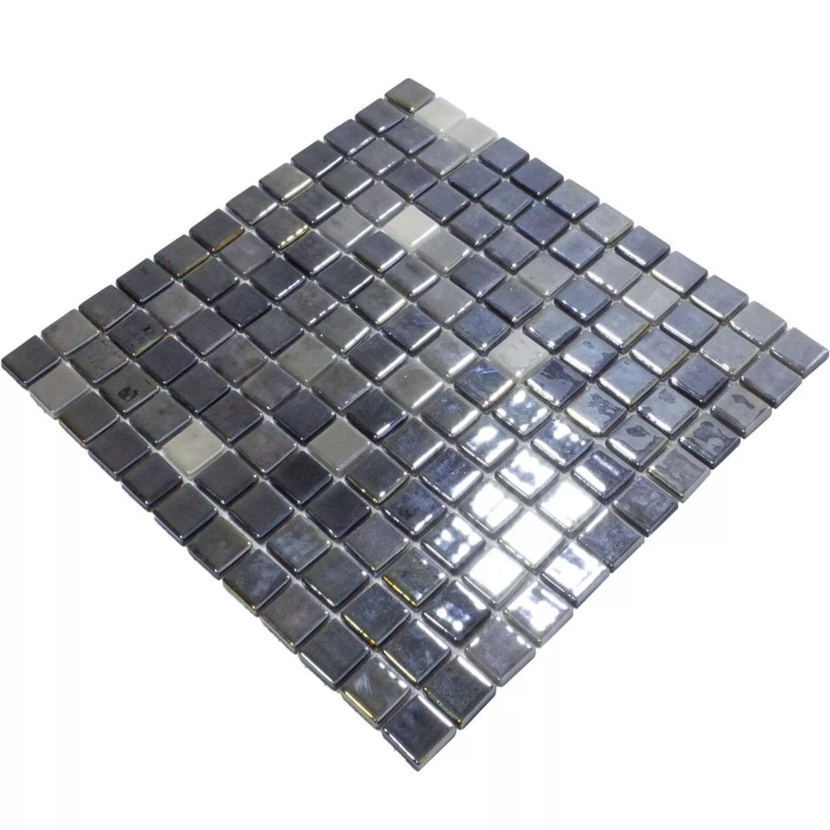 Sample Glass Mosaic Tiles Silvertown Anthracite Metallic 25x25mm