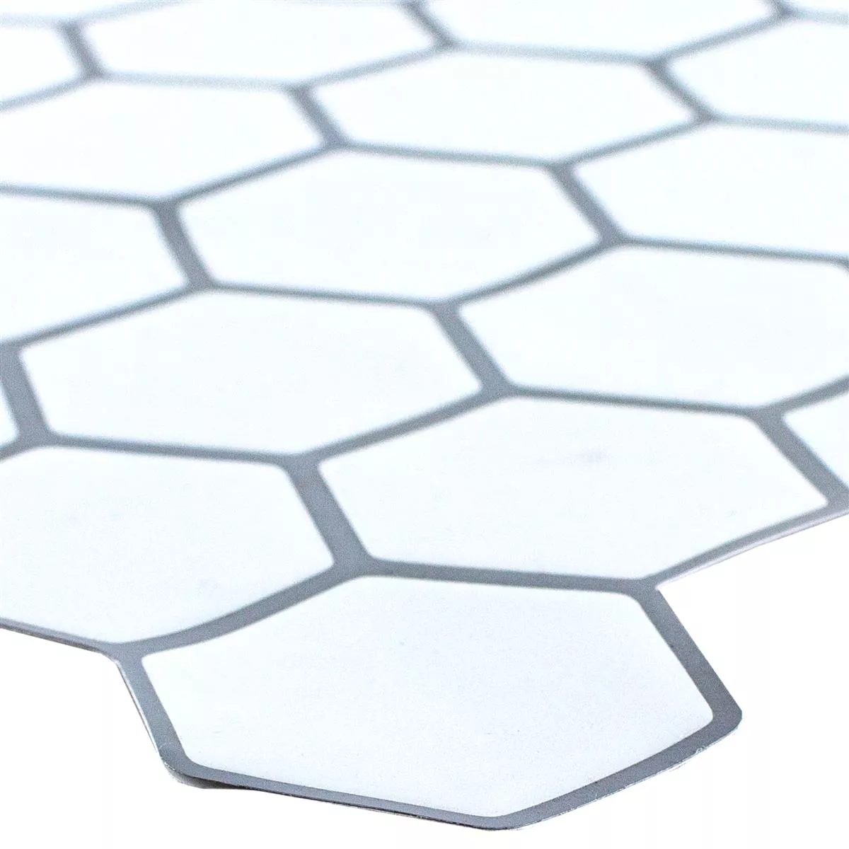 Sample Vinyl Mosaic Tiles Edinburg Hexagon Blanc Self Adhesive